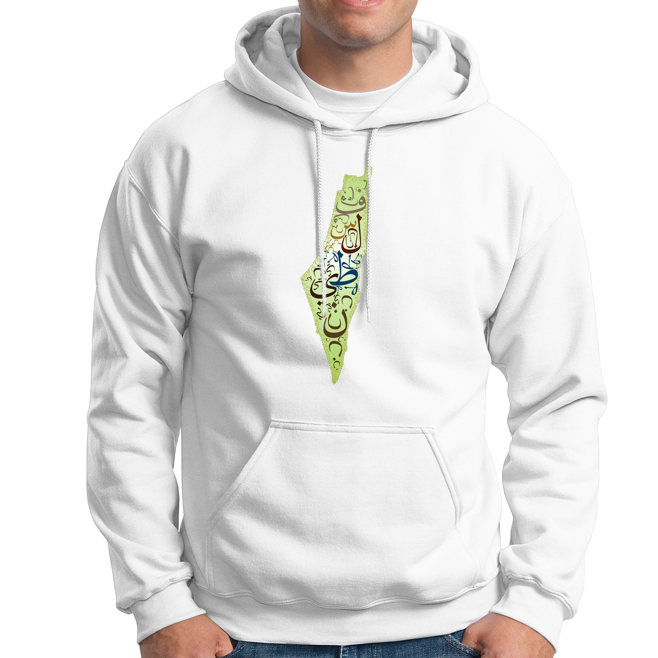 10000016 - هودي خارطة واحرف فلسطين أبيض